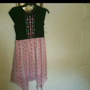 GIRL'S PRINT CHIFFON SHARK BITE DRESS